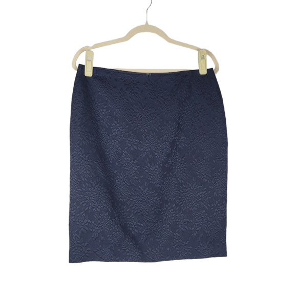 Talbots Petites Womens size 10 Navy Blue Floral Straight Pencil Skirt Zipper NWT - Picture 1 of 9